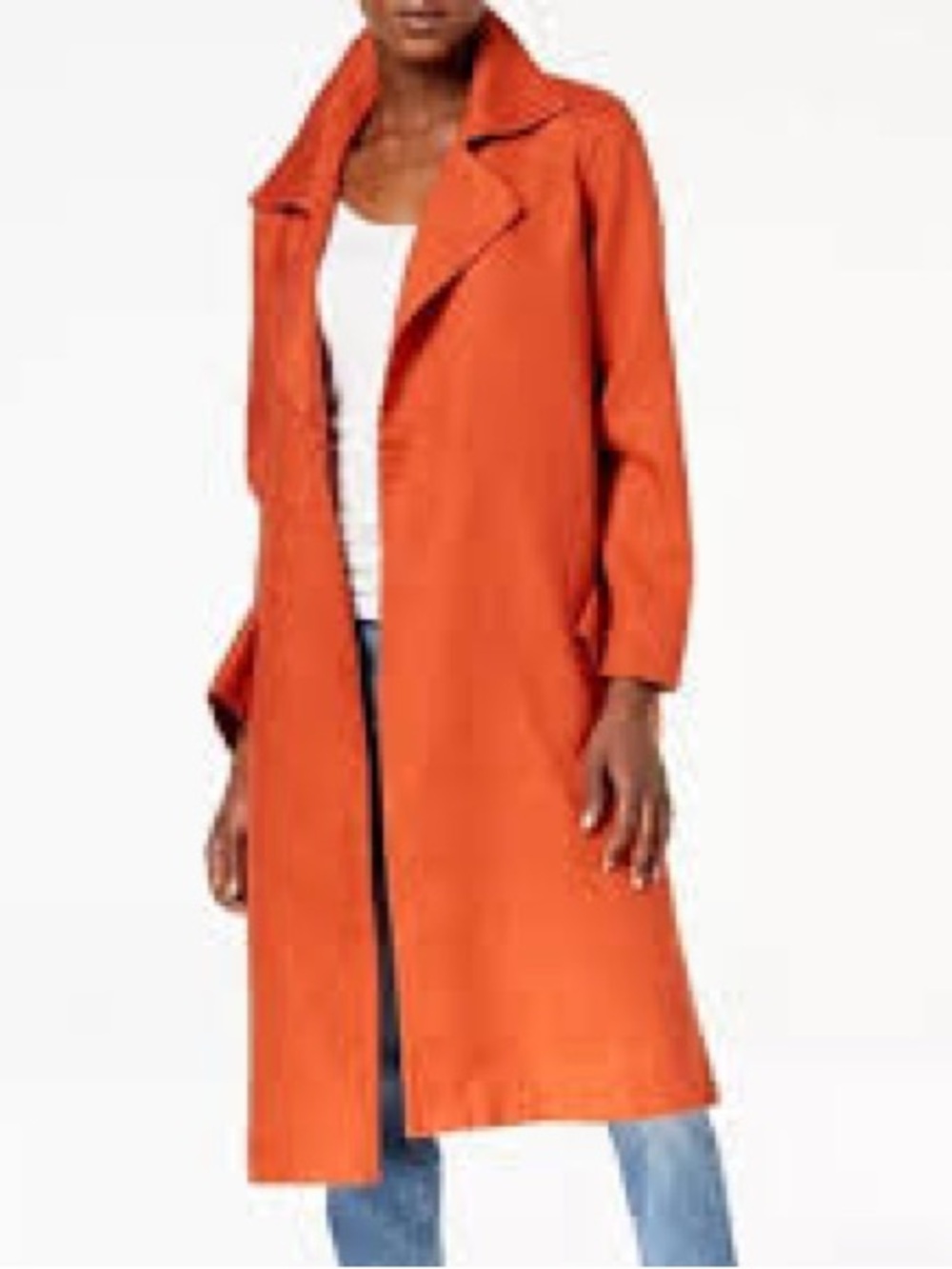 Eileen Fisher $278 Organic Linen Open Trench Coat in Orange XS/S/M/L